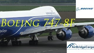 Airbridge Cargo Boeing 7478F VQBVR taxi and takeoff Linz Airport LOWL LNZ [upl. by Drusi369]