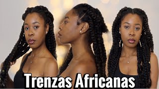 CÓMO HACER TRENZAS AFRICANAS PASO A PASO  Estilo protector para el cabello afro  Rihanel [upl. by Leuas]