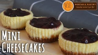 MINI CHEESECAKES  How To Make Mini Blueberry Cheesecakes  Ep 30  Mortar and Pastry [upl. by Conchita]