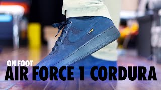 ON FOOT Nike Air Force 1 Cordura ReCor Dark Obsidian Schopes 4K HQ3822 400 [upl. by Ruyle]