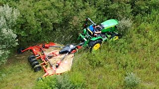 FIRST Mowing 10 Flexwing 46 Horsepower Tractor Heavy Fescue Small Trees [upl. by Verdi]