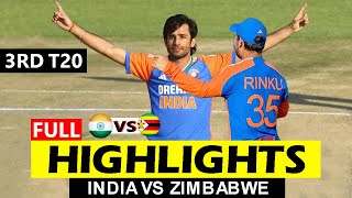 INDIA VS ZIMBABWE 3RD T20 FULL HIGHLIGHTS 2024  IND VS ZIM 3RD T20 MATCH HIGHLIGHTS [upl. by Irving827]