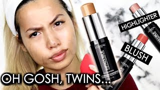 NEW  LOREAL INFALLIBLE 24HR STICK FOUNDATION  BLUSH amp HIGHLIGHTER  OILY SKIN WEAR TEST REVIEW [upl. by Dobb]