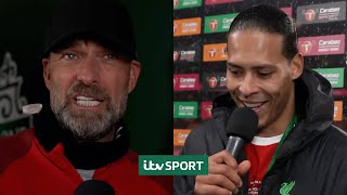 We have a BROMANCE  Jurgen Klopp and Virgil van Dijk after Liverpools Carabao Cup win [upl. by Aret]