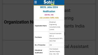 BECIL Jobs Notification 2024 Apply Online for 393 Technical Assistant ENT Jr Physiotherapist [upl. by Oiraved]