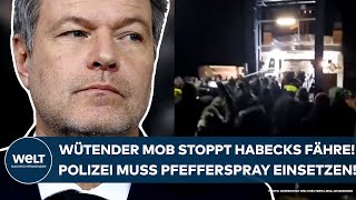 ROBERT HABECK Wütender Mob stoppt seine Urlaubsfähre Polizei muss Pfefferspray einsetzen [upl. by Prader219]