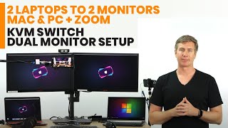 KVM Switch Dual Monitor Setup – 2 Laptops to 2 Monitors – Mac amp PC  Zoom [upl. by Ehrsam]