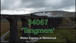 34067 Tangmere Steam Locomotive Engine Ribblehead Viaduct [upl. by Allerie654]