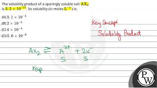 The solubility product of a sparingly soluble salt AX2 is 32 1011 Its solubility [upl. by Rfinnej]