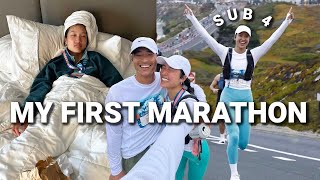 MY FIRST MARATHON Race Day Experience  Sub 4 Hour Marathon [upl. by Gib]