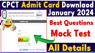 CPCT Admit Card Download 2024  CPCT Admit Card January 2024  CPCT Old Paper CPCT Exam amp Mock Test [upl. by Oulman]