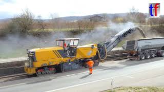 Wirtgen W 250 Loads Trucks  Sanierung B 14 Waiblingen  Fellbach Germany 16032018 [upl. by Eelrefinnej]