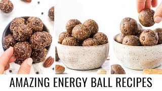 3 MUST TRY Energy Ball Recipes  HEALTHY VEGAN SNACKS [upl. by Lhok]