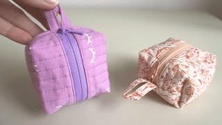 Sew a Mini Quilted Zipper Pouch With Boxed Corners [upl. by Atnicaj]