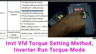 Invt Vfd Torque Setting Method Inverter Run Torque Mode [upl. by Timotheus]