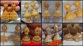 Beautiful Gold Jhumka Earrings Design  22k Gold Jhumka Best Collection [upl. by Ariahaj]