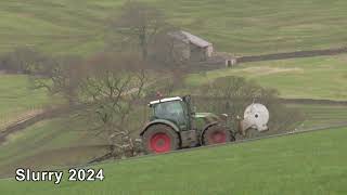 Slurry 2024 Fendt 718 With Umbilical and Case with Abbey tanking 12 02 2024 [upl. by Adon274]