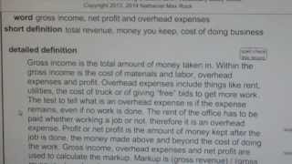 gross income net profit and overhead expenses GCE42com General Contractors Exam Top Words [upl. by Aikkin]