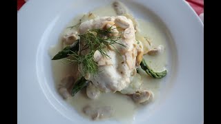 Cornish Megrim poached in a white wine and mushroom sauce [upl. by Anit]