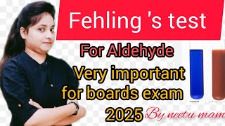 Fehling s test for aldehyde  class 12th Chemistry  By Neetu Mam [upl. by Giarg]