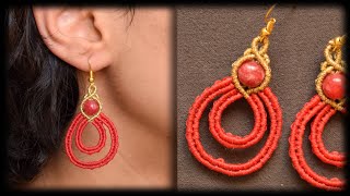 Macramé earrings step by step  easy macramé tutorial  DIY  Micro macramé [upl. by Natalee760]