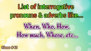 Learn English through Tamil Class 43 Interrogative pronouns amp adverbs [upl. by Anneirb]