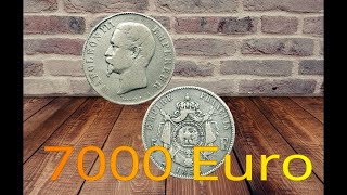 7000 Euro la rare pièce de 5 Francs Napoléon III 1855 A  main et chien [upl. by Nalid]