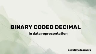 Binary coded decimal BCD In data representation malayalam [upl. by Vachel]