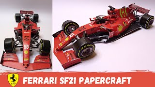 How to make Ferrari SF21 from paper  F1 car Paper craft [upl. by Htenywg]