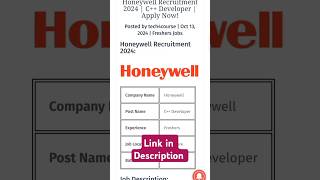 Honeywell Recruitment 2024 C Developer shorts viralvideo youtubeshorts [upl. by Ahcatan198]