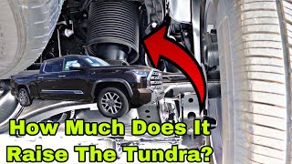 Heres How The Rear Air Suspension Works On The New 2022 Toyota Tundra How Much Lift Does It Add [upl. by Naillimixam]