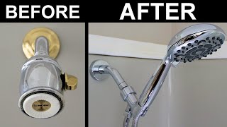 How to Change a Shower Head Installing a Handheld Shower Head [upl. by Rosalia]