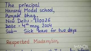 Application  application on fever  sick leave application  application in english  school [upl. by Watters]