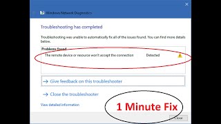 The remote device or resource wont accept the connection Quick Fix in one minute [upl. by Aldon]