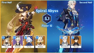 C0 Navia Xilonen Hypercarry amp C3 Neuvillette  C0 Zhongli DUO  Spiral Abyss 51 Floor 12 [upl. by Anhej]