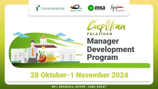 CUPLIKAN PELATIHAN MANAGER DEVELOPMENT PROGRAM  BPI  28 OKTOBER  1 NOVEMBER 2024 [upl. by Kamila]