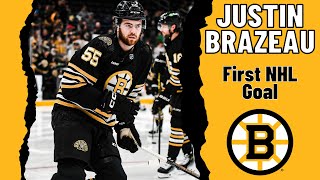 Justin Brazeau 55 Boston Bruins first NHL goal Feb 19 2024 [upl. by Acinoj]