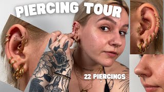 PIERCING TOUR  pain levels healing process regrets [upl. by Rettig]