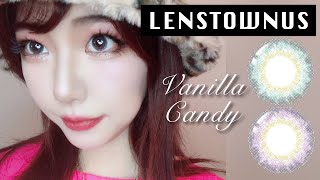 Review LENSTOWN ❤︎ Vanilla Candy💚💜 〜 How to Open the Bottle of Contact Lens [upl. by Ecnesse]