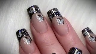 Stamping Glitter Nageldesign mit Schmetterlingen  Nail art design Tutorial [upl. by Ettelloc]