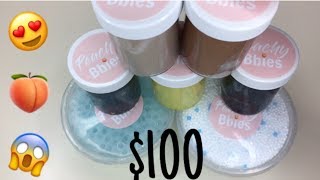 100 PEACHYBBIES SLIME PACKAGE REVIEW [upl. by Pendleton]