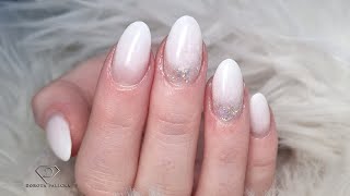 Encapsulated glitter ombre with babybomer Gel rebalance on almond nail shape [upl. by Yllet]