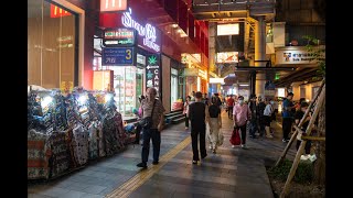 4K Bangkok night bustling streets around BTS Sala Daeng station on Silom road [upl. by Carling]