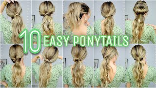 10 BEGINNER FRIENDLY PONYTAIL HAIRSTYLES 🐣 MEDIUM amp LONG HAIRSTYLES [upl. by Neeuq335]