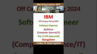 IBM Hiring Freshers 2024  Software Engineer  BE BTech  Bangalore  Fresher Jobs  Software Jobs [upl. by Atsed948]