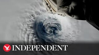 Footage captures eye of storm from above as Cyclone Freddy moves towards Madagascar [upl. by Niwled389]