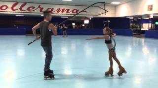 11yr old double axel amp triple salchow roller figure skating on harness [upl. by Uta]