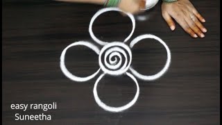 Freehand muggulu  Trendy flower kolam designs  easy amp simple rangoli [upl. by Ylicec925]