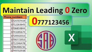 How to maintain Leading zero Prefix on Numbers in excel [upl. by Thielen]