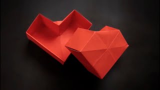 Origami Heart Box With a Lid  How to Fold [upl. by Eniamirt]